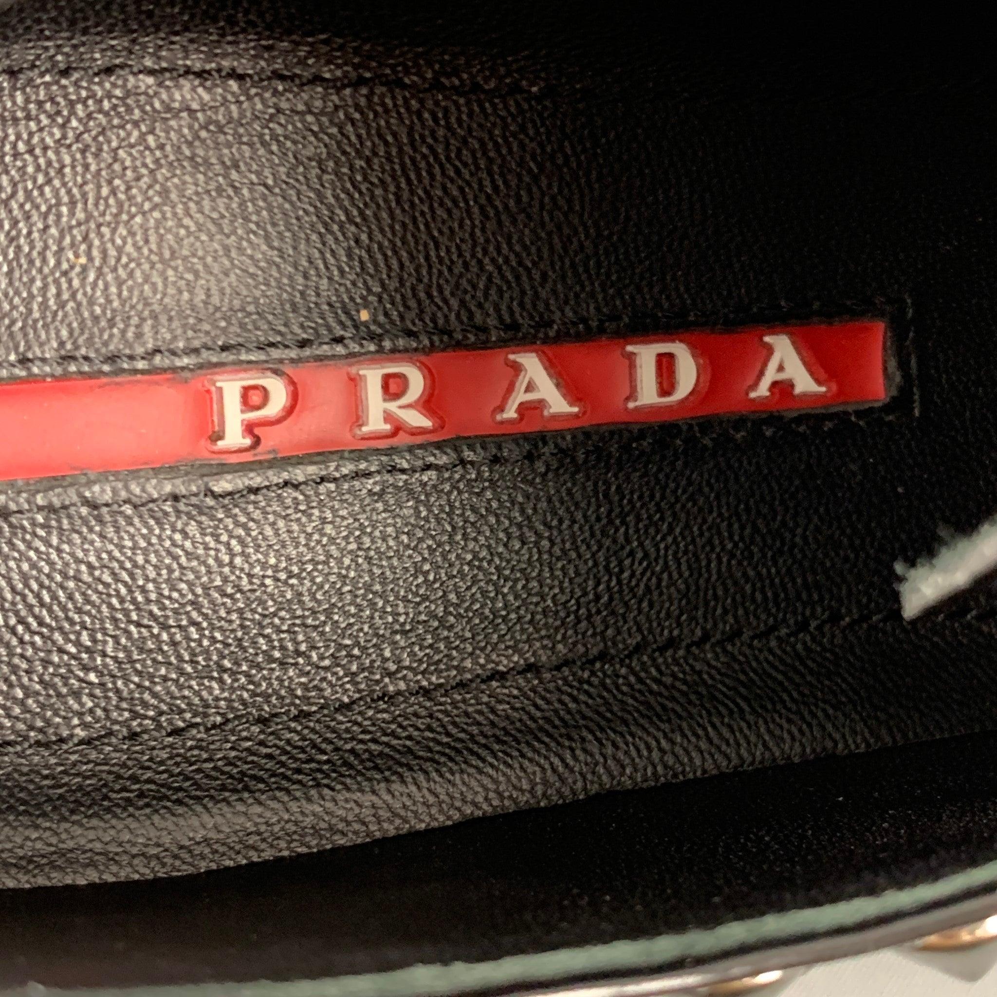 PRADA Size 7.5 Black Leather Studded Lace Up Laces For Sale 3