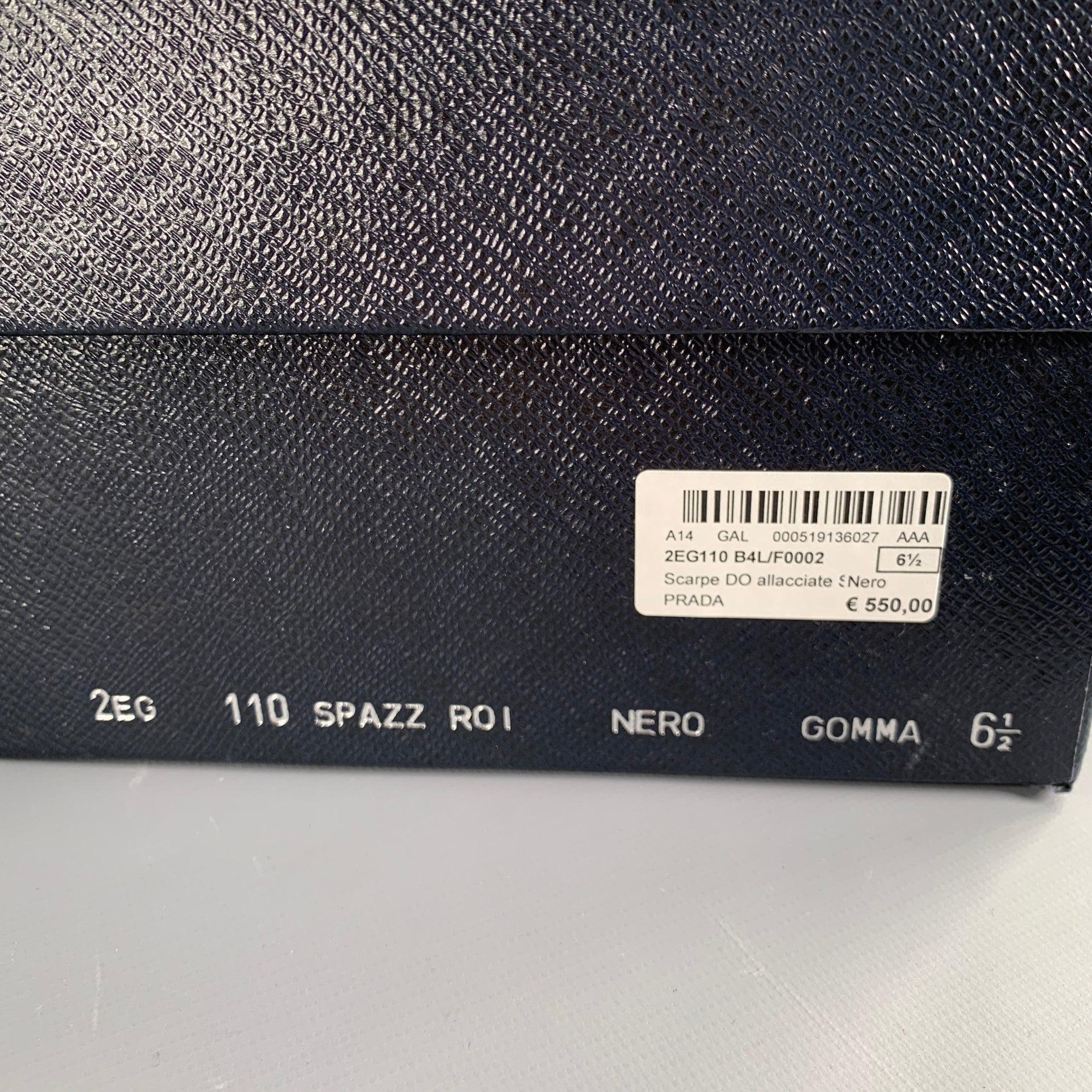 PRADA Size 7.5 Black Mesh Leather Sneakers For Sale 7