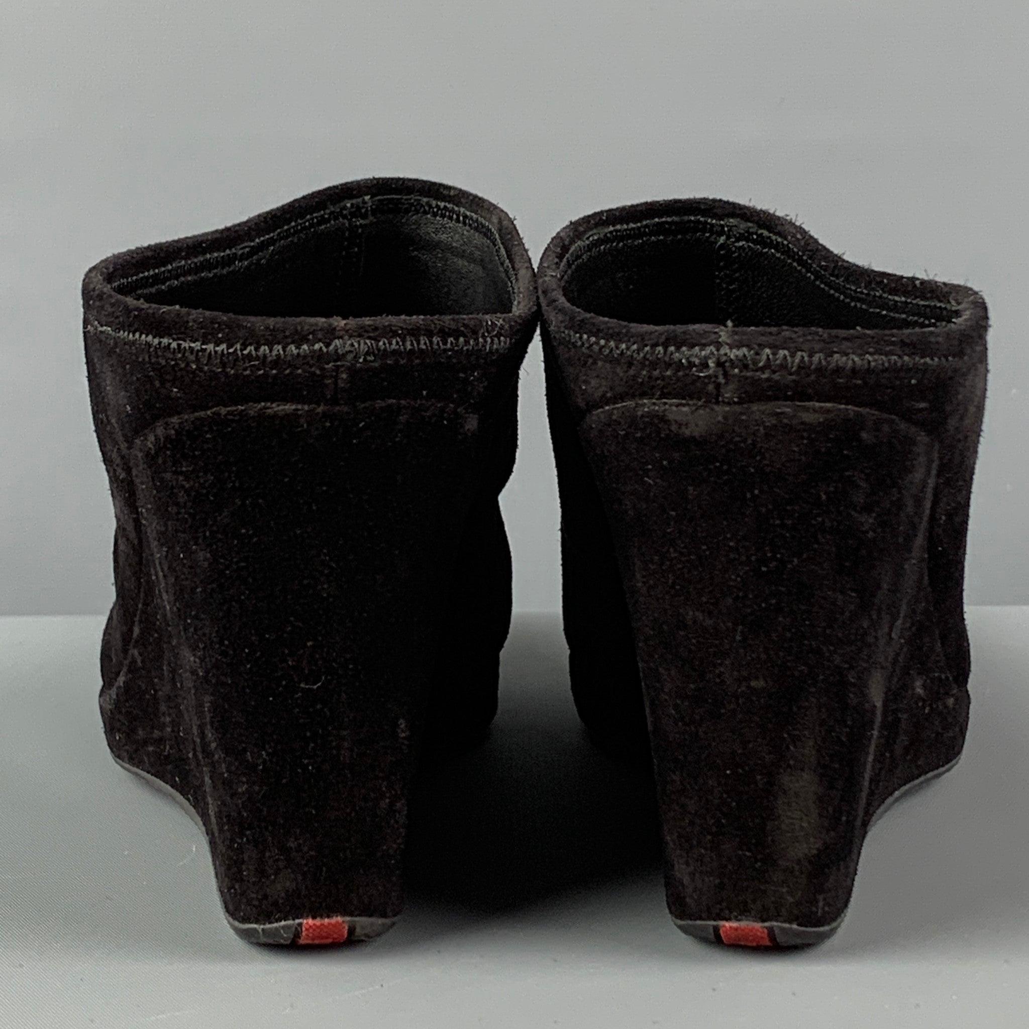 PRADA Size 7.5 Black Suede Slip On Boots 1
