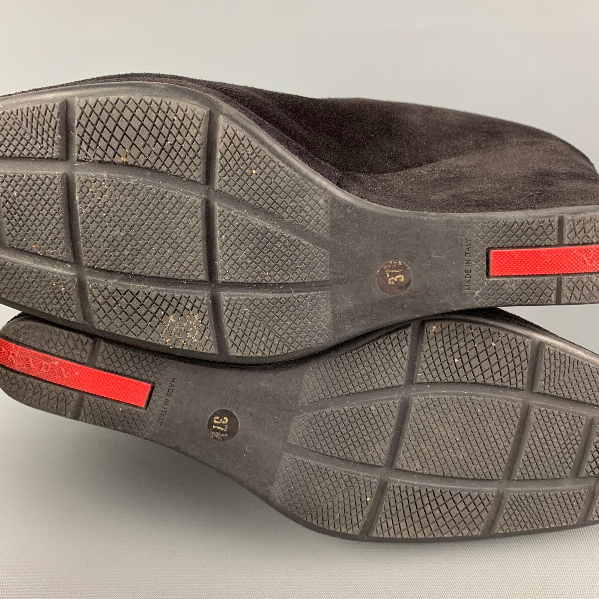PRADA Size 7.5 Black Suede Slip On Boots 4