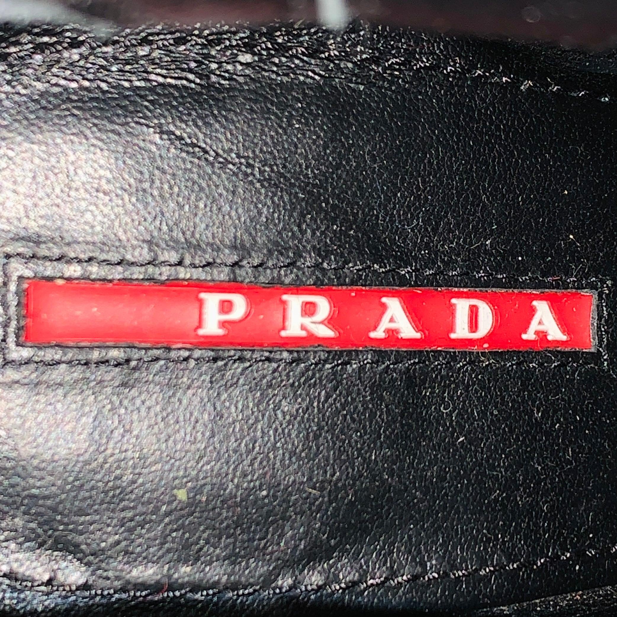 PRADA Size 7.5 Black Suede Wedge Ankle Boots For Sale 3