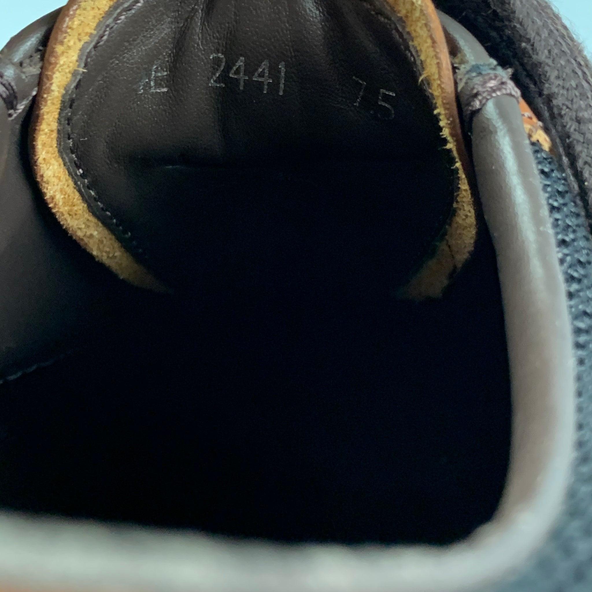 PRADA Taille 7.5 Black Tan Mesh Lace Up Sneakers en vente 2