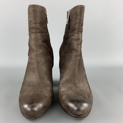 PRADA Size 7.5 Brown Leather Chunky Heel Ankle Boots
