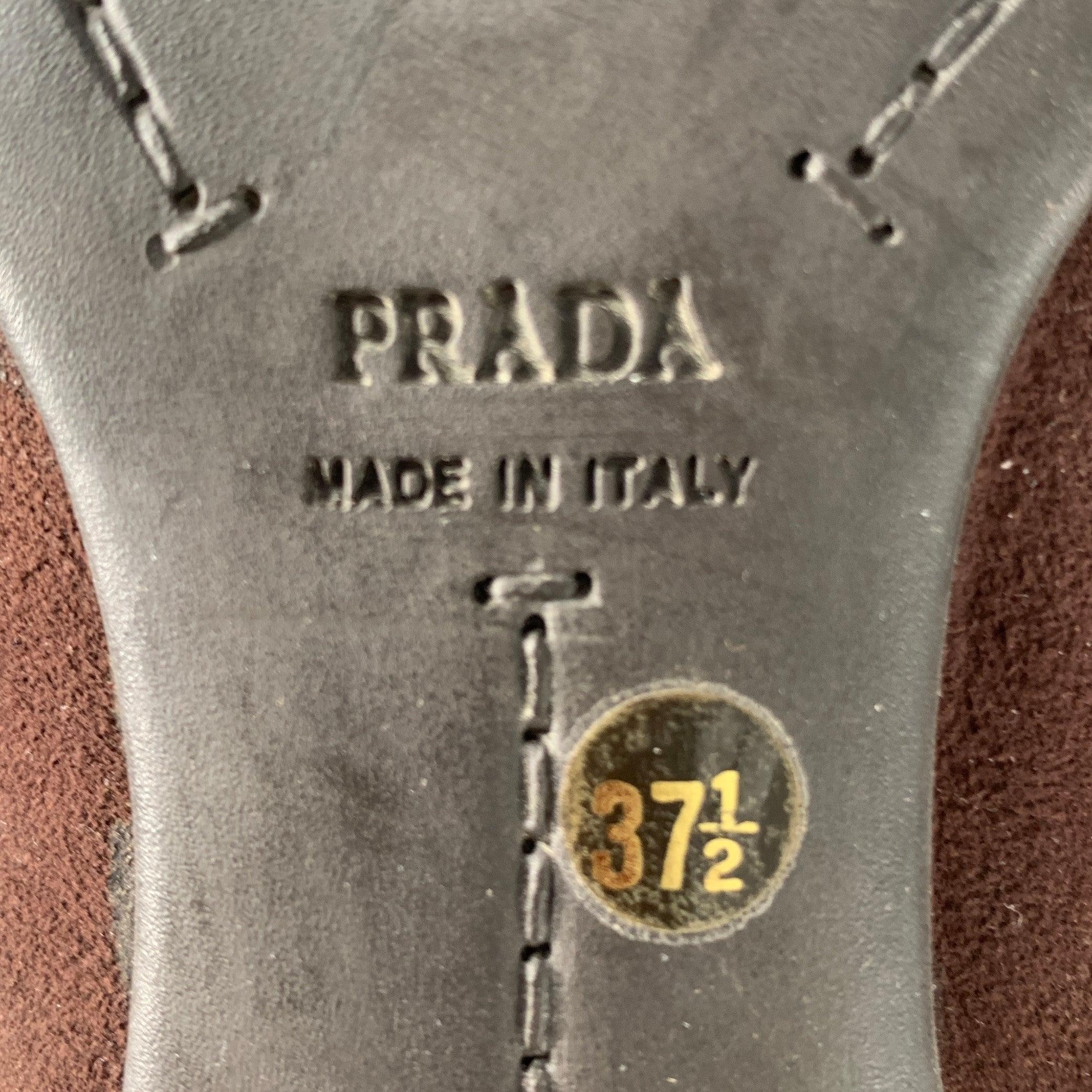 PRADA Size 7.5 Brown Suede Kitten Heel Boots 4