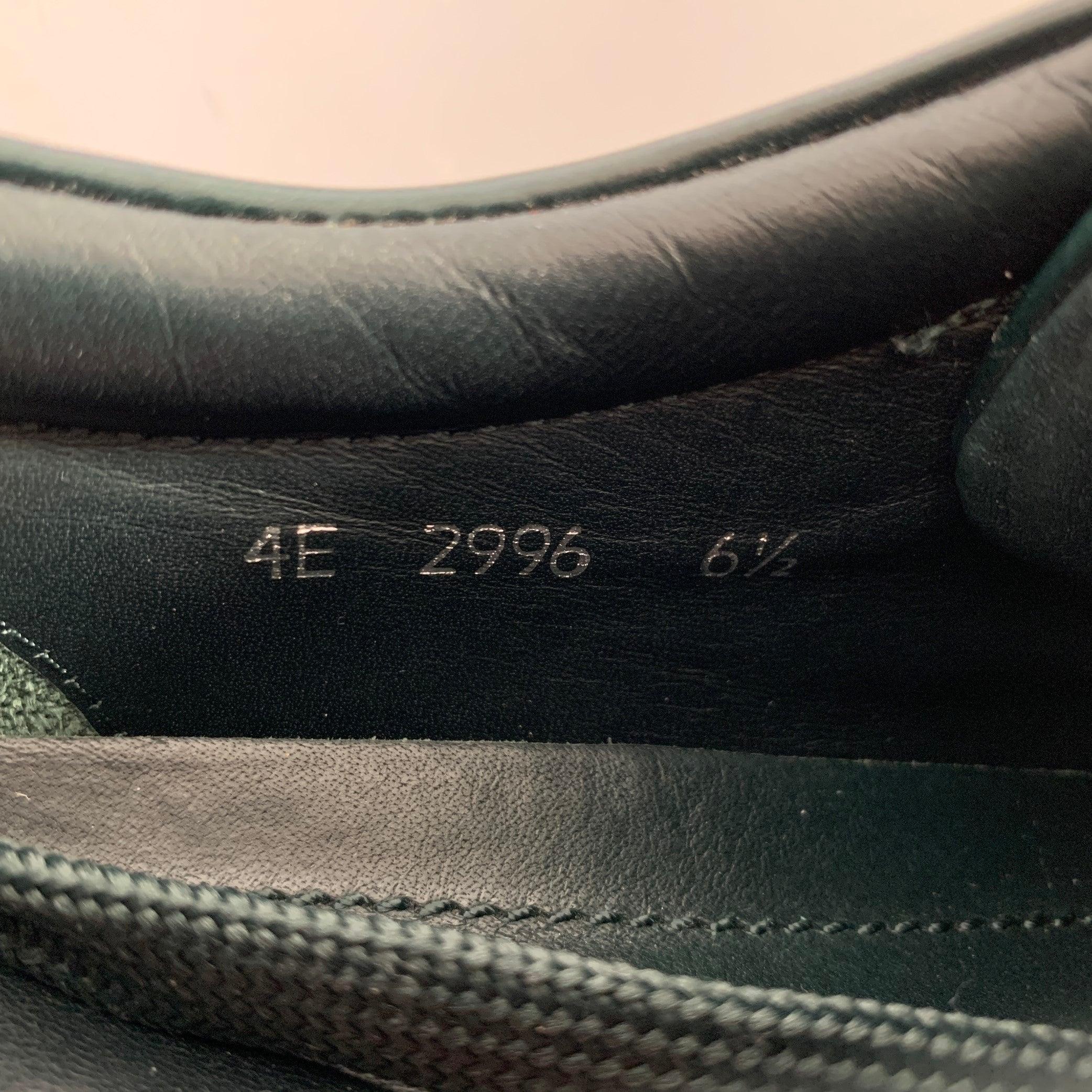 PRADA Size 7.5 Green White Leather Low Top Sneakers 2