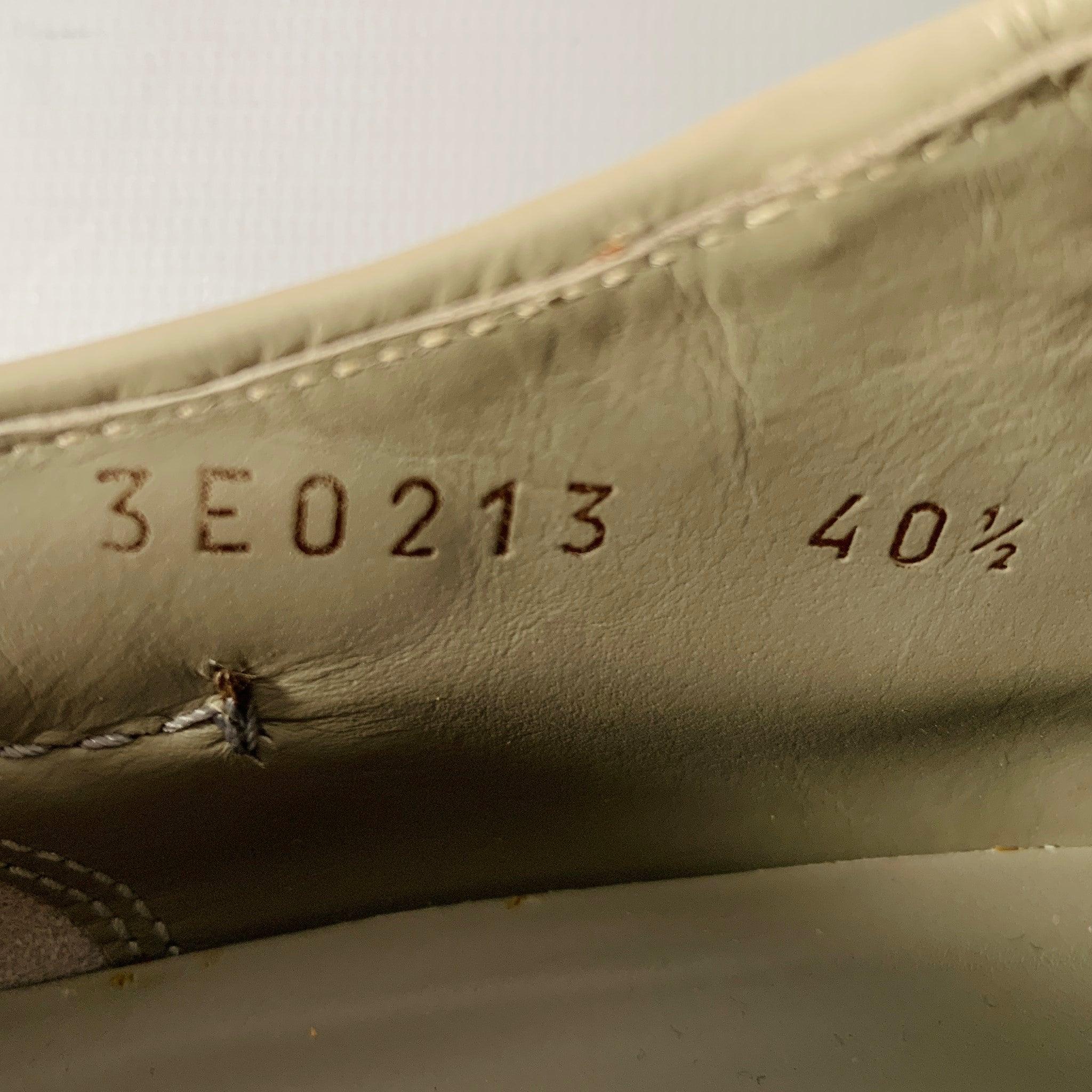 PRADA Size 7.5 Grey Brown Perforated Leather Lace-Up Shoes For Sale 3