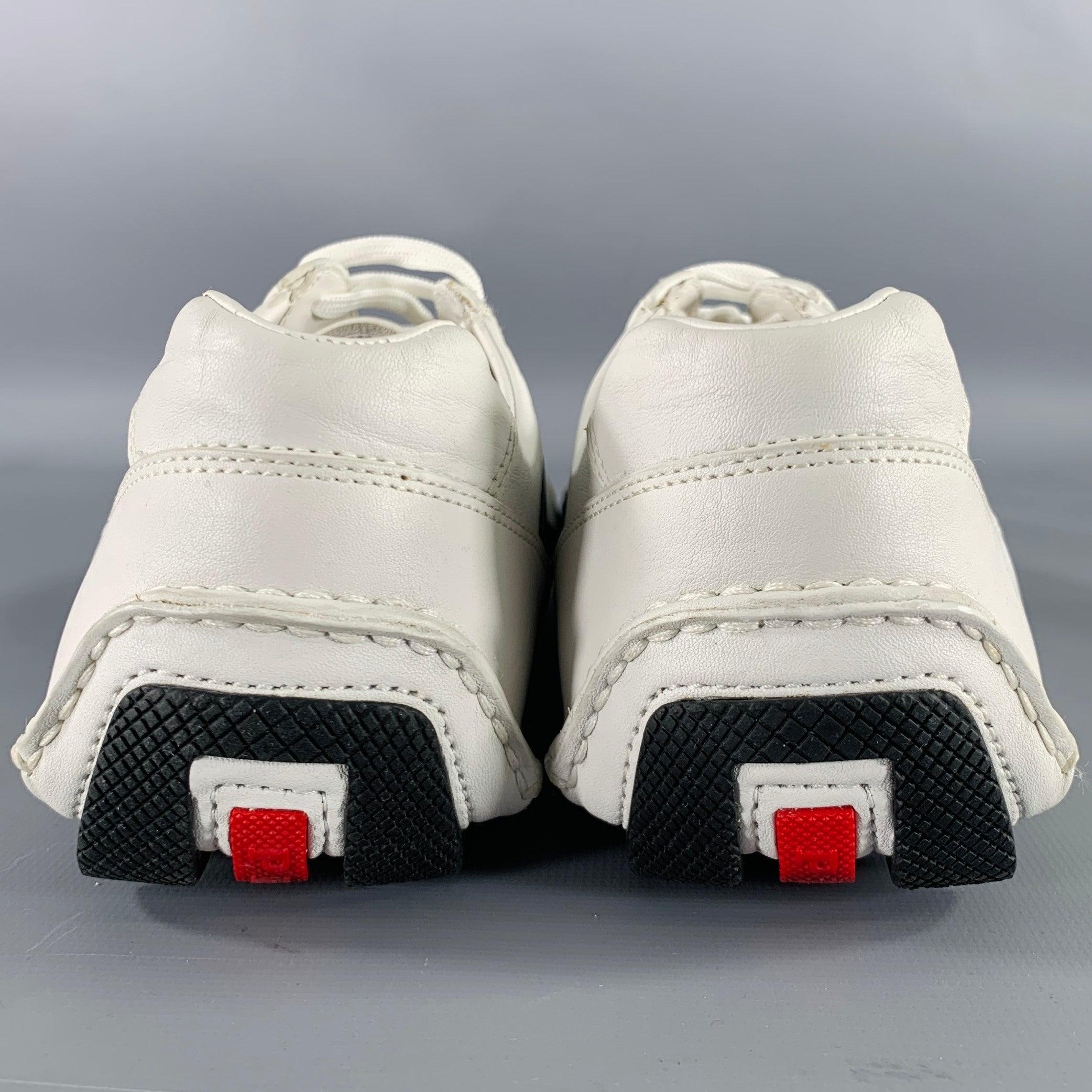 Gray PRADA Size 7.5 -Monte Carlo- White Navy Color Block Sneakers