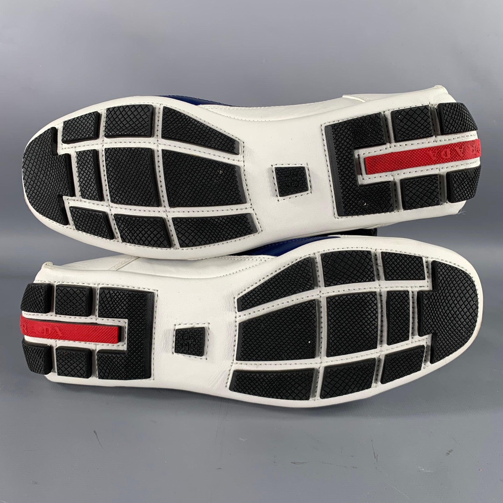 PRADA Size 7.5 -Monte Carlo- White Navy Color Block Sneakers 1