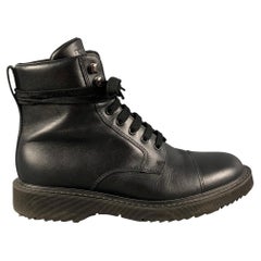 PRADA Size 8 Black Leather City Calf Boots