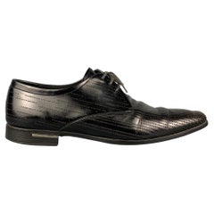 PRADA Size 8 Black Perforated Leather Lace Up Shoes