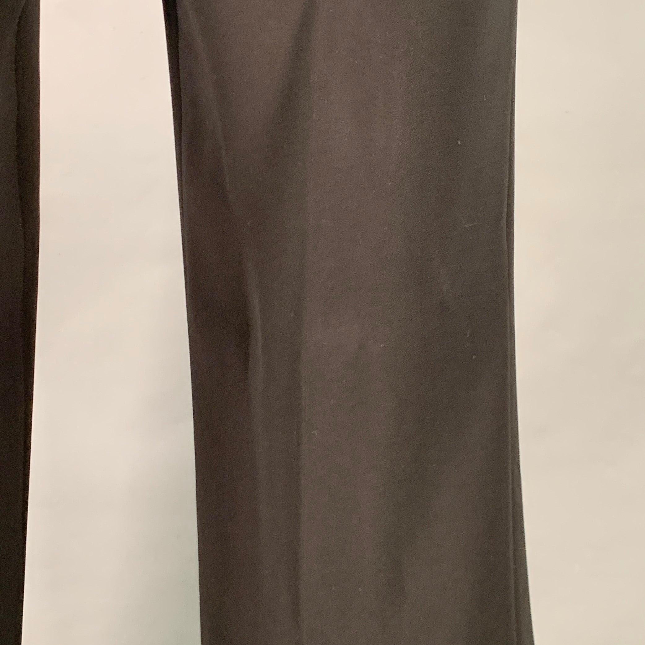 Nero PRADA Taglia 8 - Pantalone dritto in poliestere nero con cerniera laterale in vendita