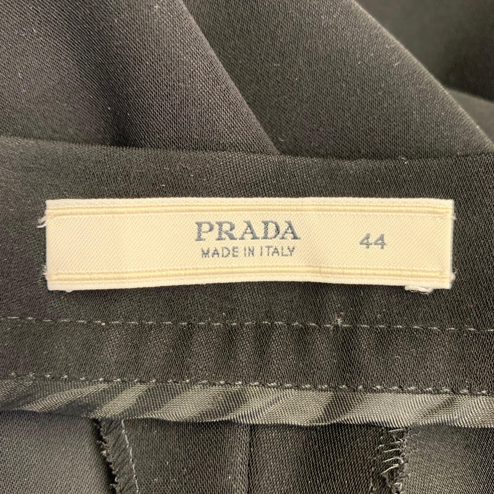 Donna PRADA Taglia 8 - Pantalone dritto in poliestere nero con cerniera laterale in vendita