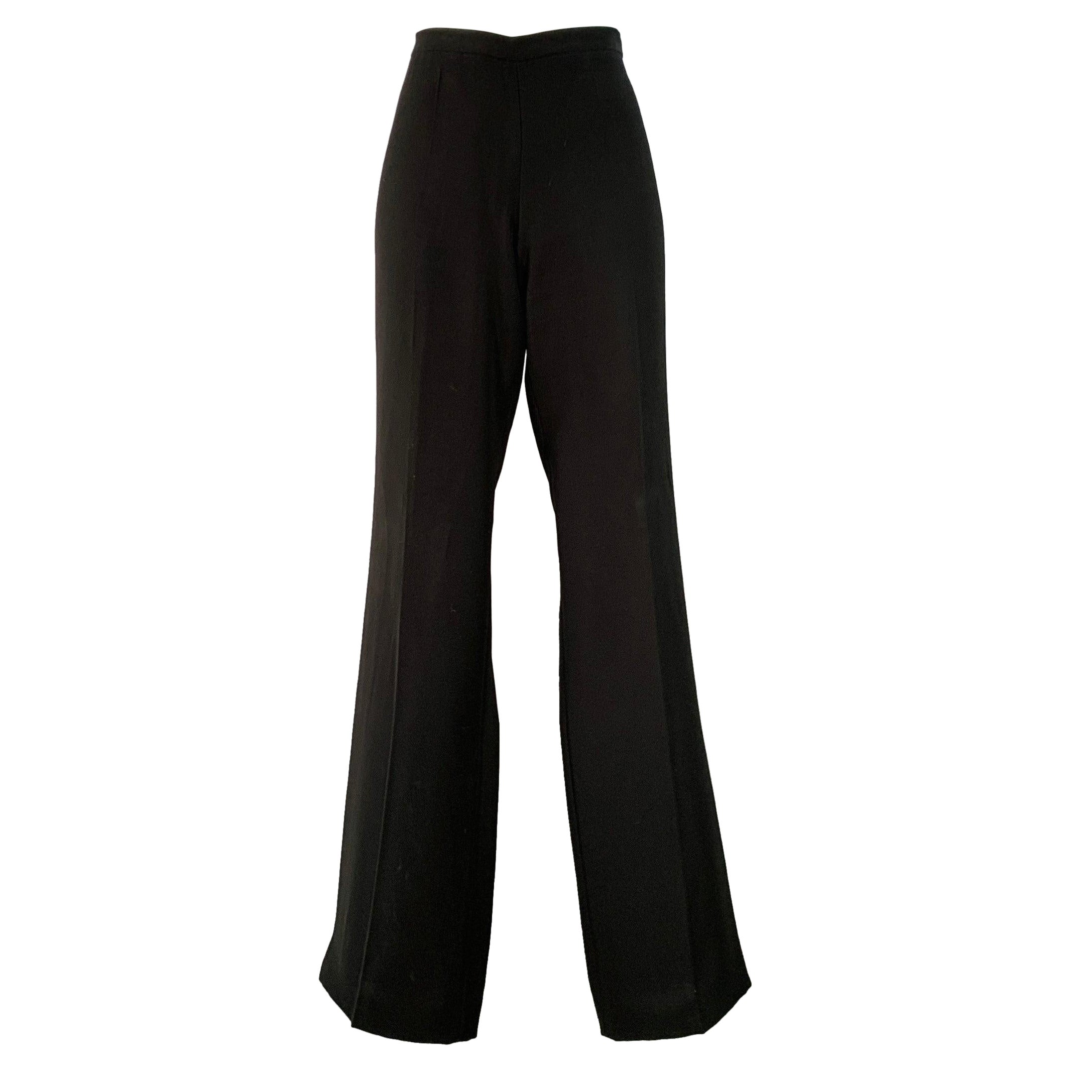 PRADA Taglia 8 - Pantalone dritto in poliestere nero con cerniera laterale in vendita