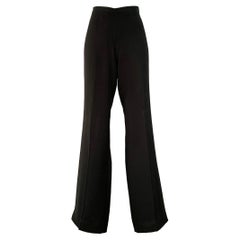 PRADA Taglia 8 - Pantalone dritto in poliestere nero con cerniera laterale