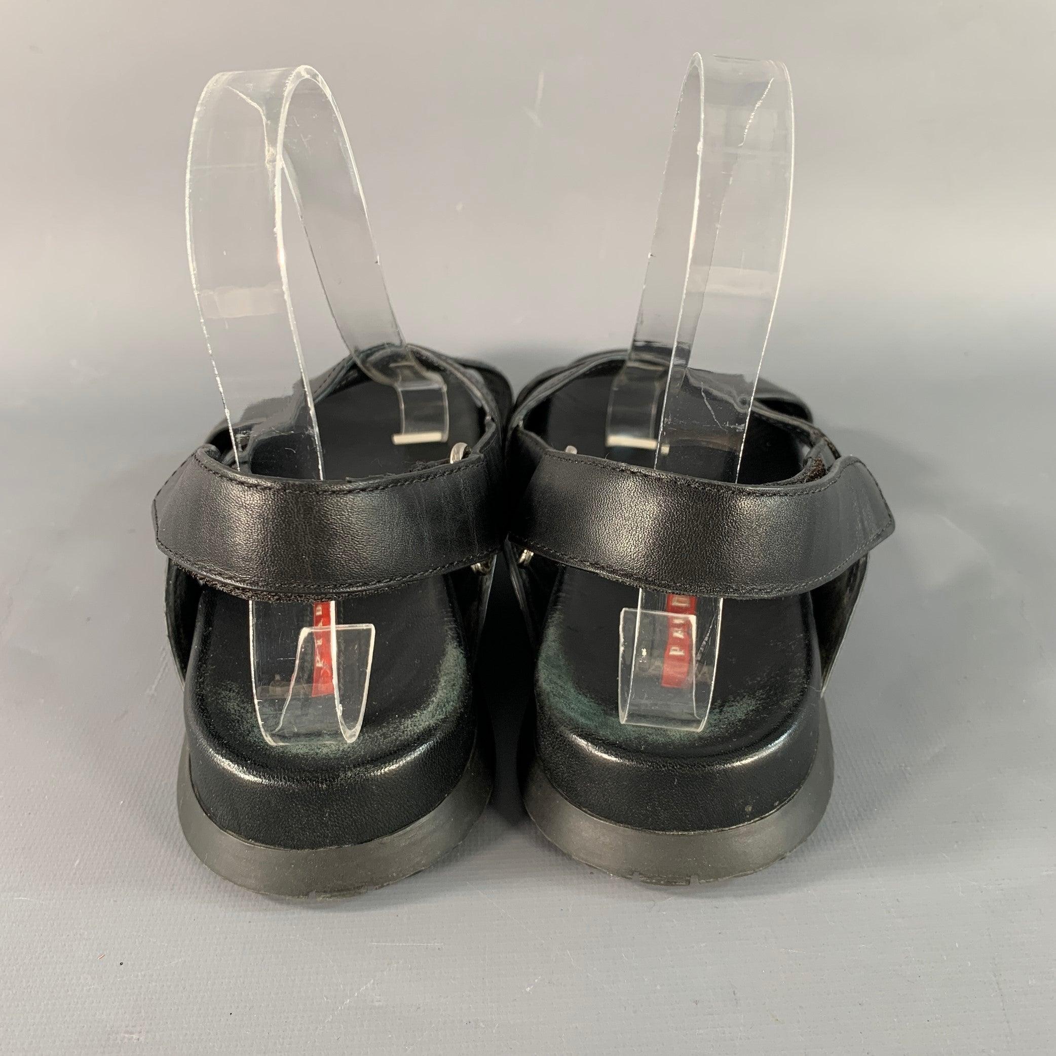 PRADA Size 8 Black Strappy Sandals In Good Condition For Sale In San Francisco, CA