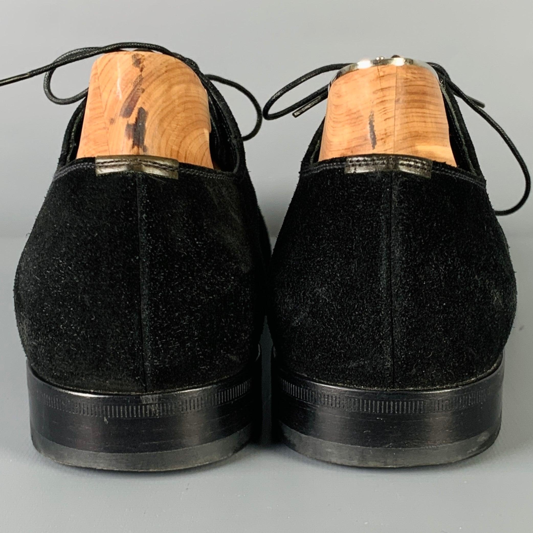 PRADA Size 8 Black Suede Pointed Toe Lace-Up Shoes In Good Condition For Sale In San Francisco, CA