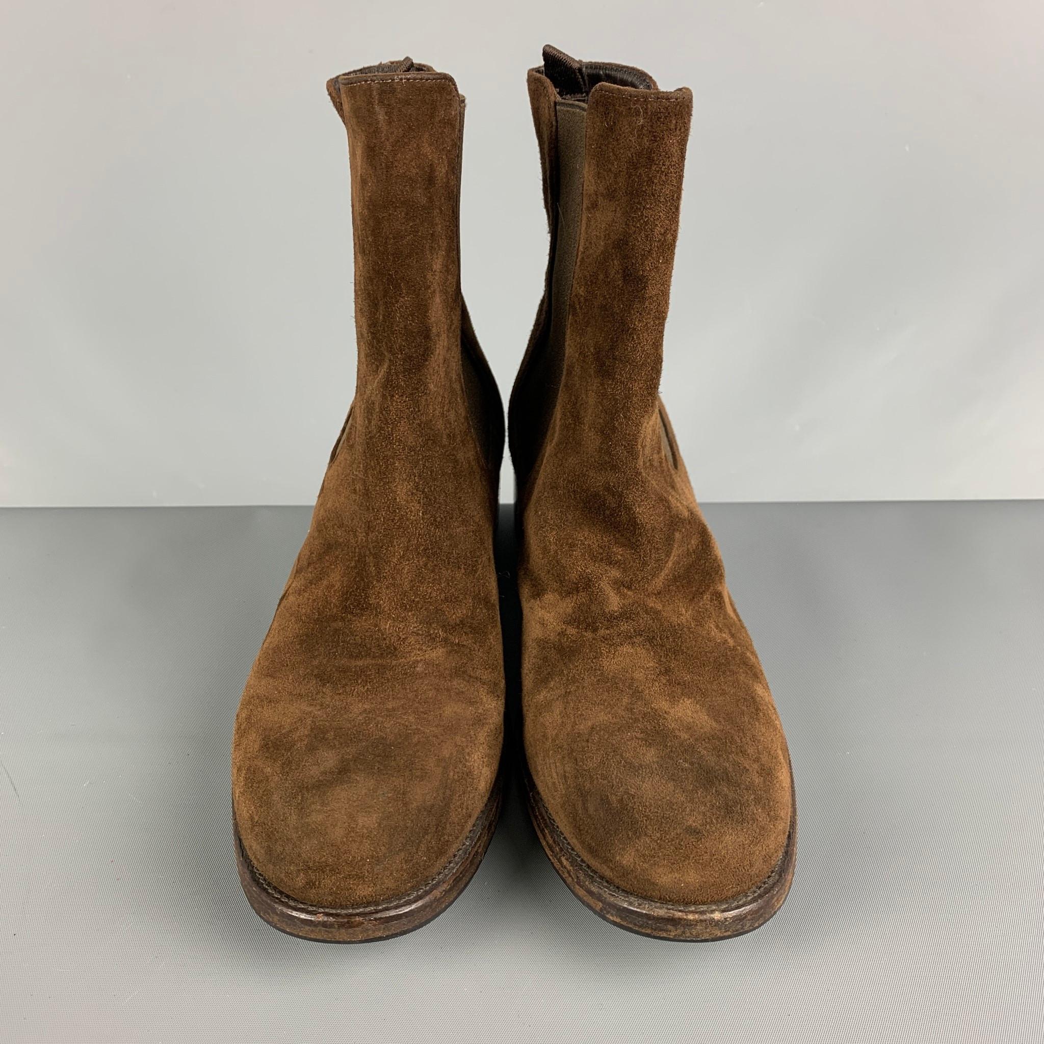 Women's PRADA Size 8 Brown Suede Chelsea Boots