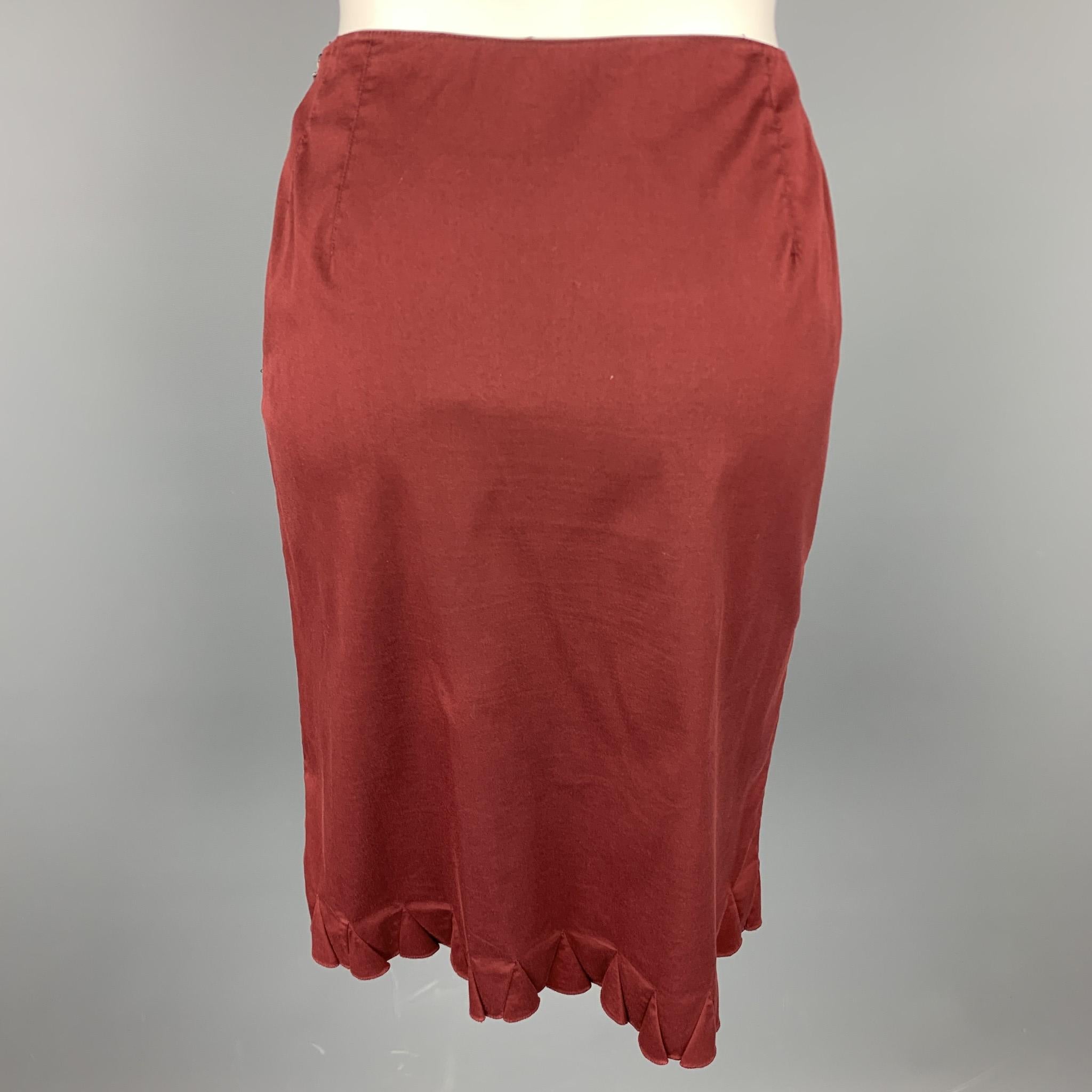 burgundy a line skirt