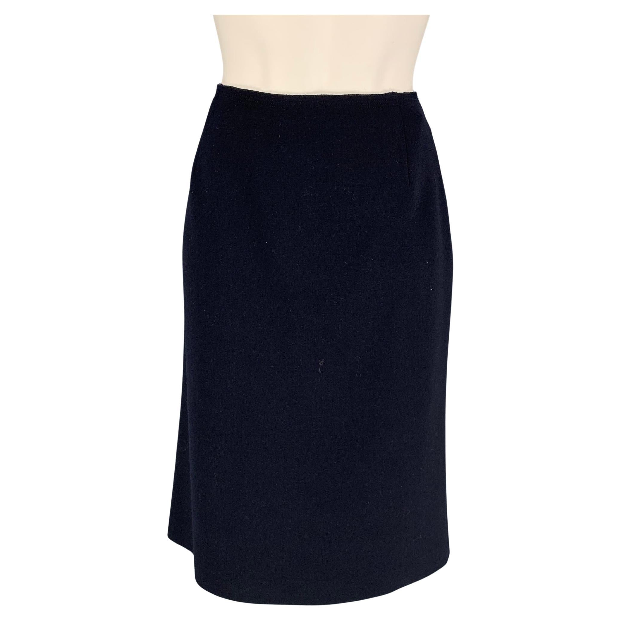 PRADA Size 8 Navy Wool Blend Pencil Skirt