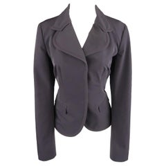 Vintage PRADA Size 8 Purple Twill Round Lapel Blazer