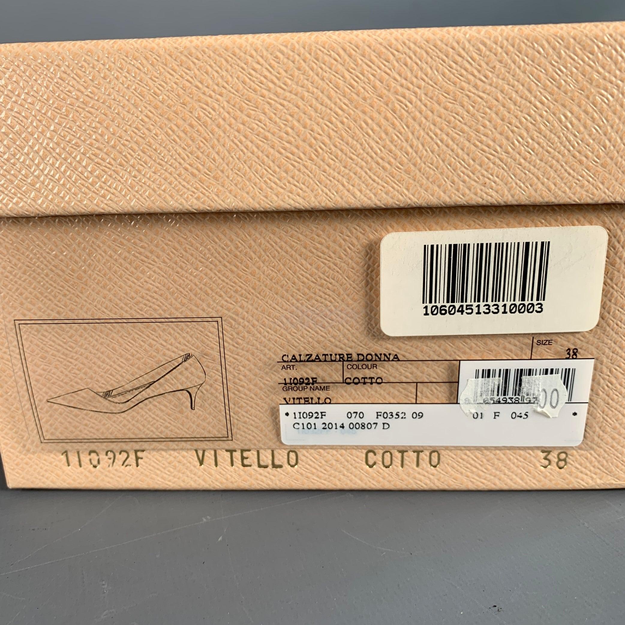 PRADA Size 8 Red Leather Kitten Heel Pointed Toe Pumps For Sale 7