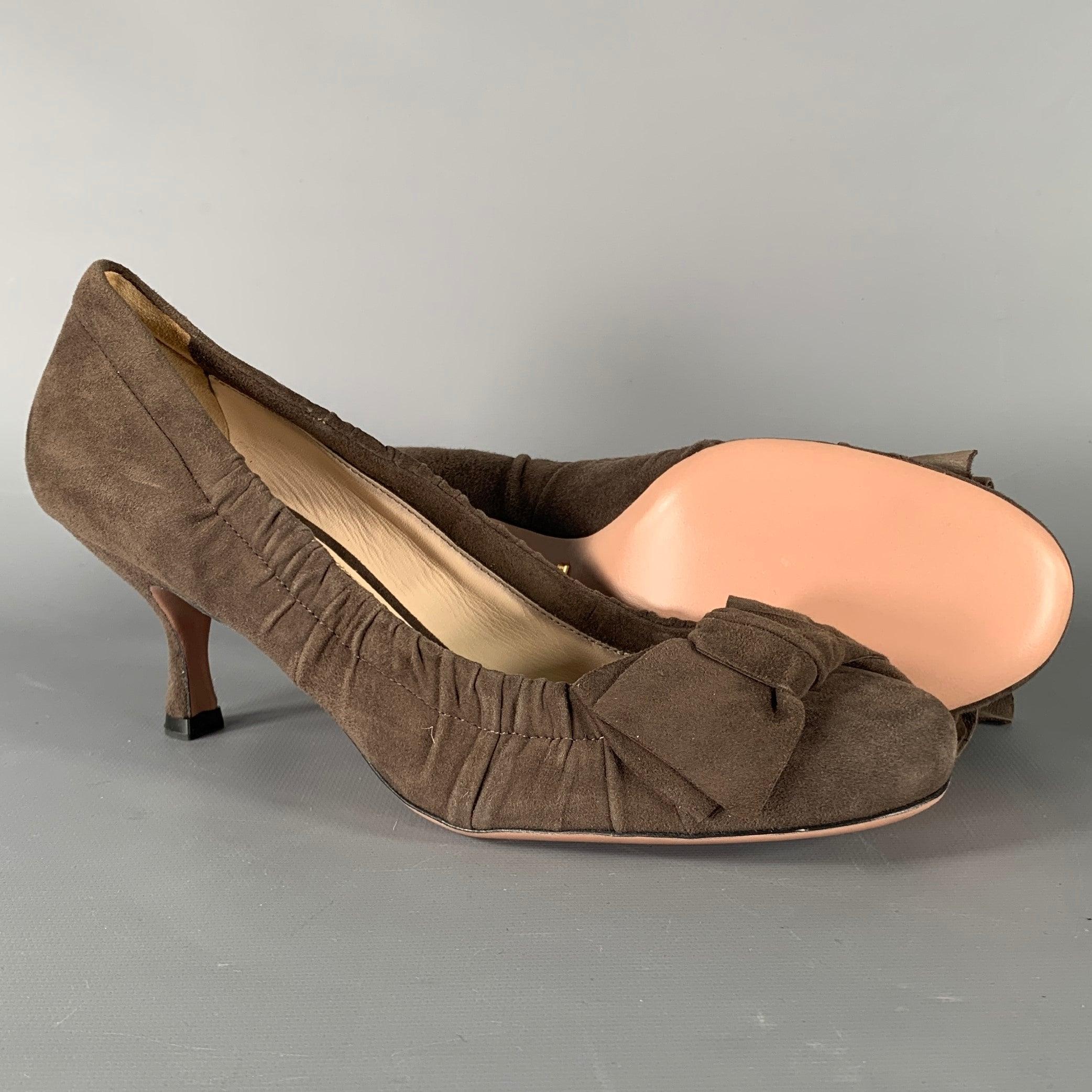Donna PRADA - Taglia 8,5 - Pumps con tacco increspato grigio - Prada in vendita