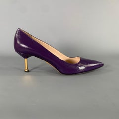 PRADA size 8.5 purple brushed leather kitten heel