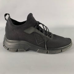 PRADA Size 9 Black Logo Nylon Lace Sneakers
