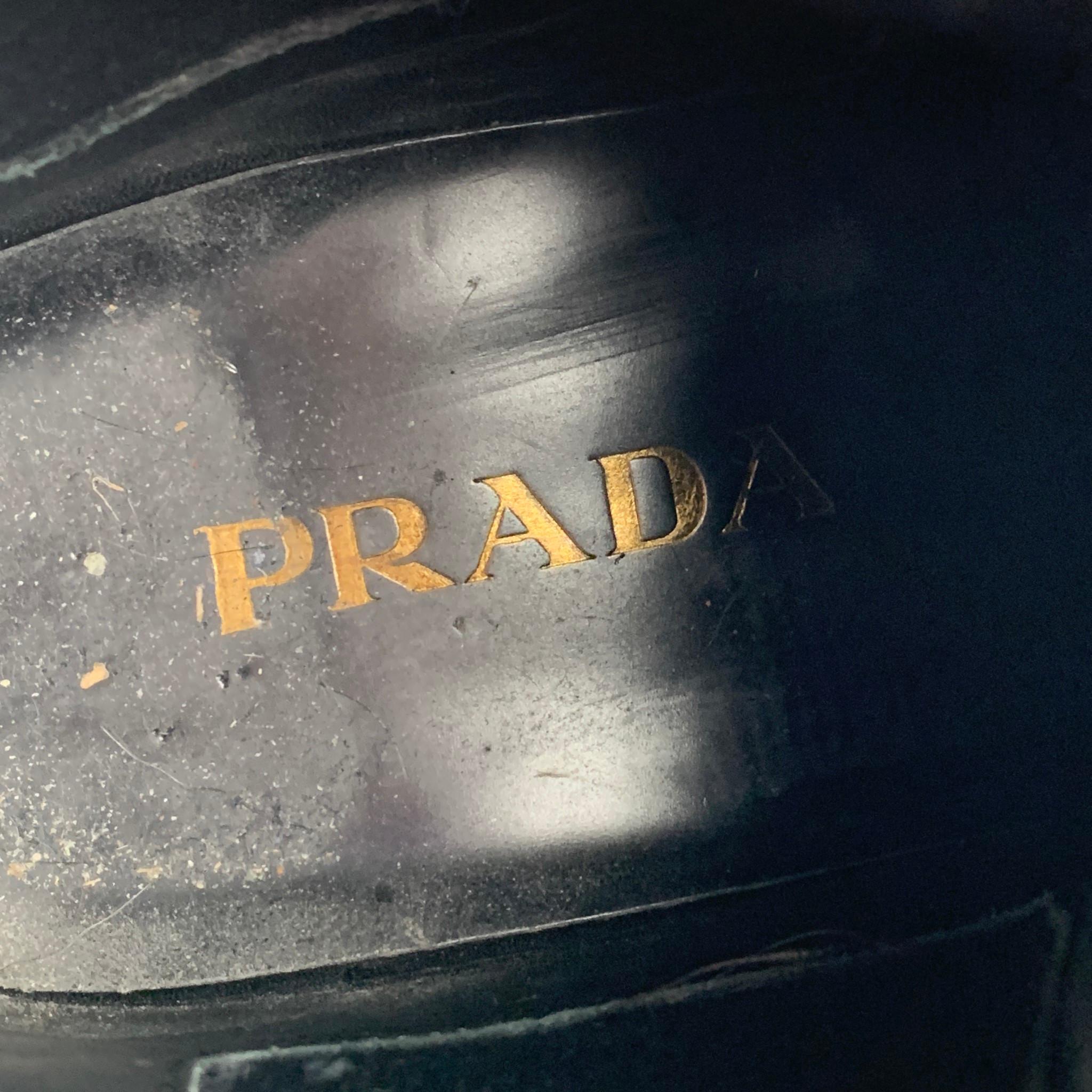 PRADA Size 9 Black Perforated Leather Ankle Boots 2