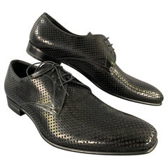 PRADA Size 9 Black Perforated Leather Lace Up Lace Up Shoes