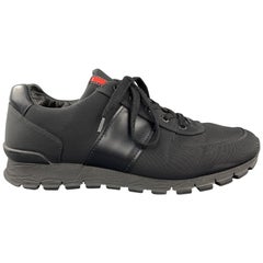 PRADA Size 9 Black Solid Nylon Lace Up Sneakers