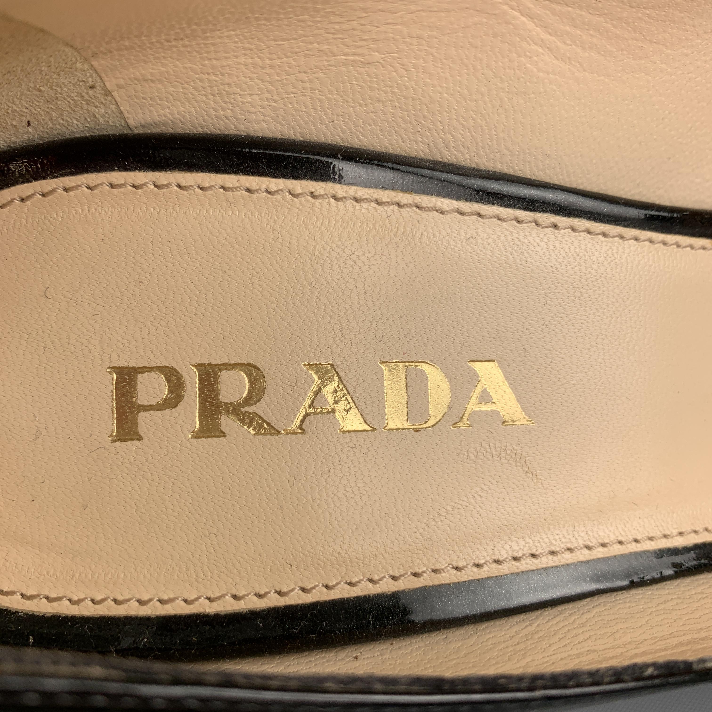 PRADA Size 9 Black Sparkle Peep Toe Pumps 2