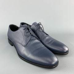 PRADA Size 9 Navy Saffiano Leather Dress Shoes