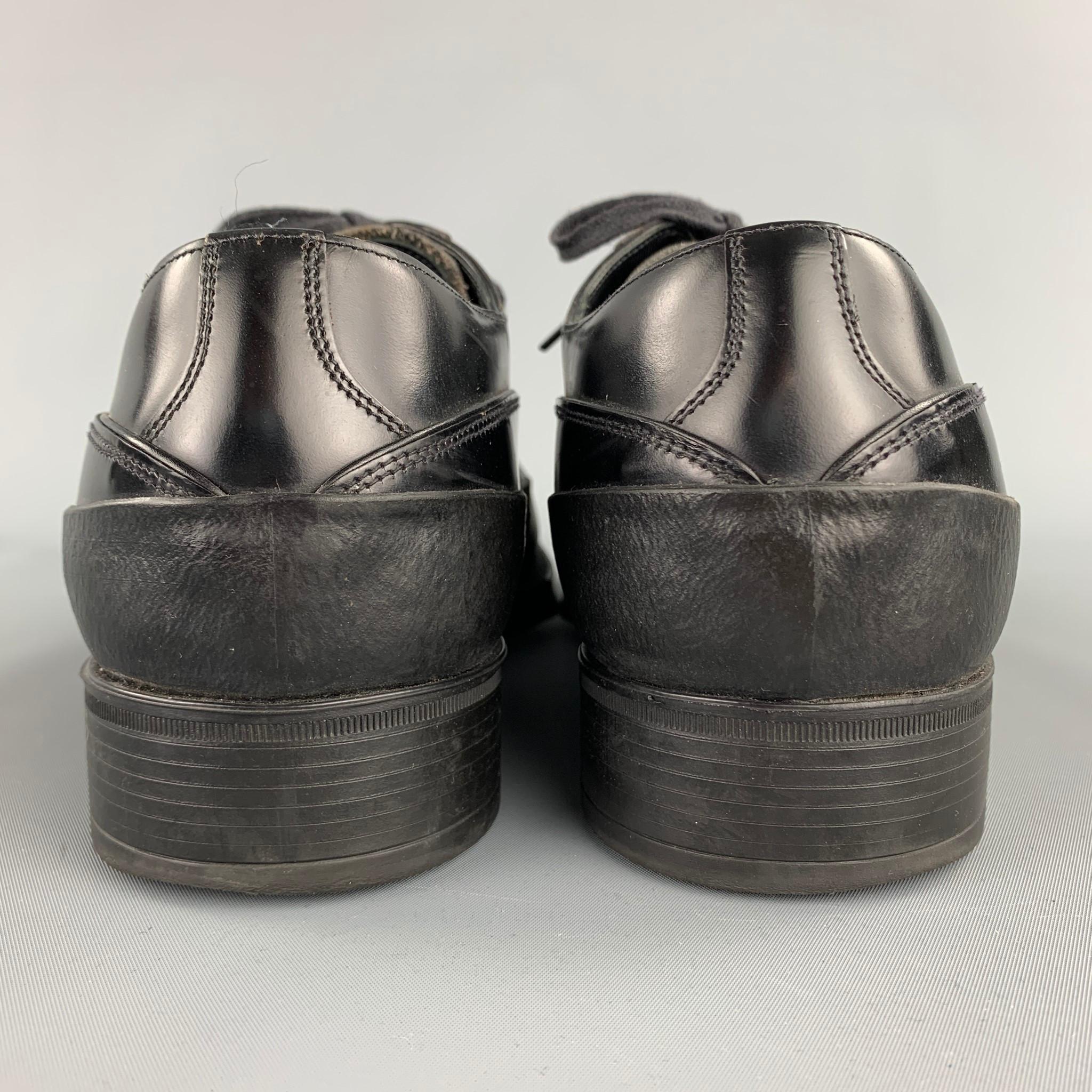 PRADA Size 9.5 Black Leather Lace Up Dress Shoes 1