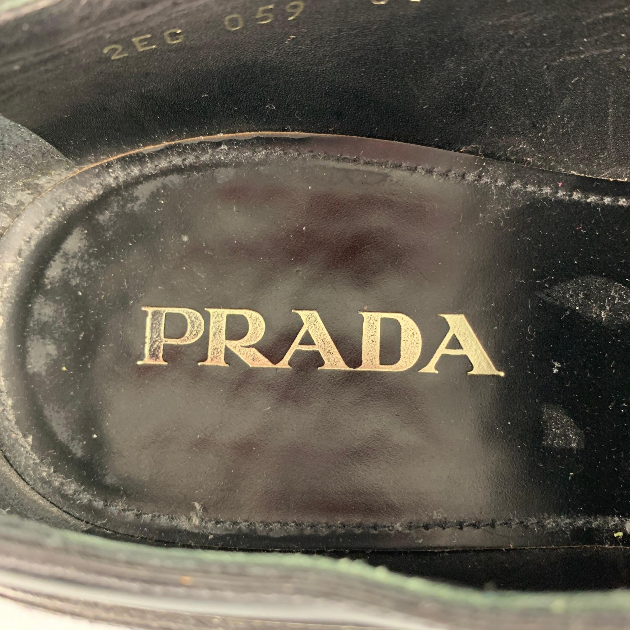 PRADA Size 9.5 Black Leather Lace Up Dress Shoes 3