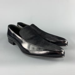 PRADA Size 9.5 Black Leather Pointed Pony Hair Dress Loafers