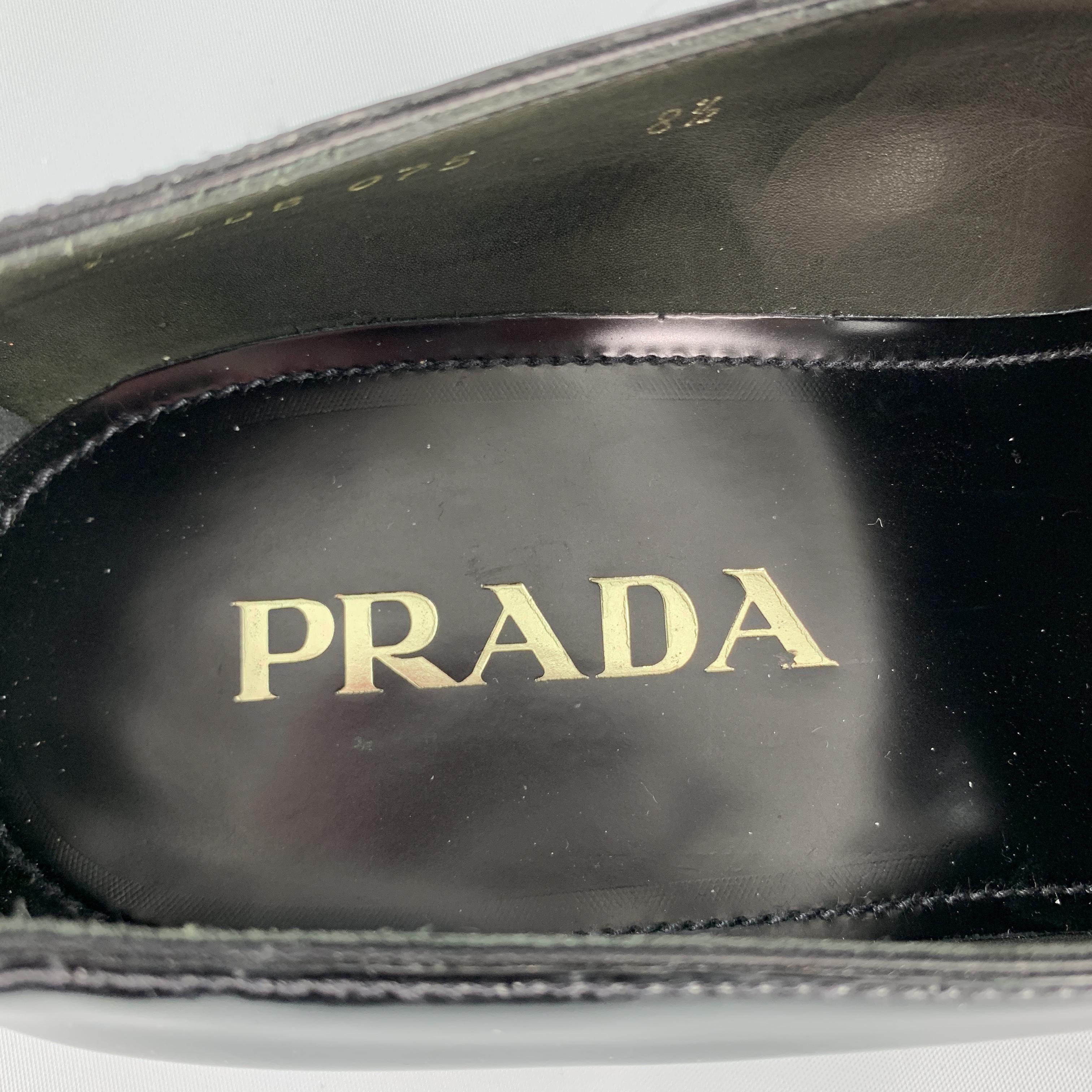 PRADA Size 9.5 Black Leather Pointed Pony Hair Dress Loafers 2