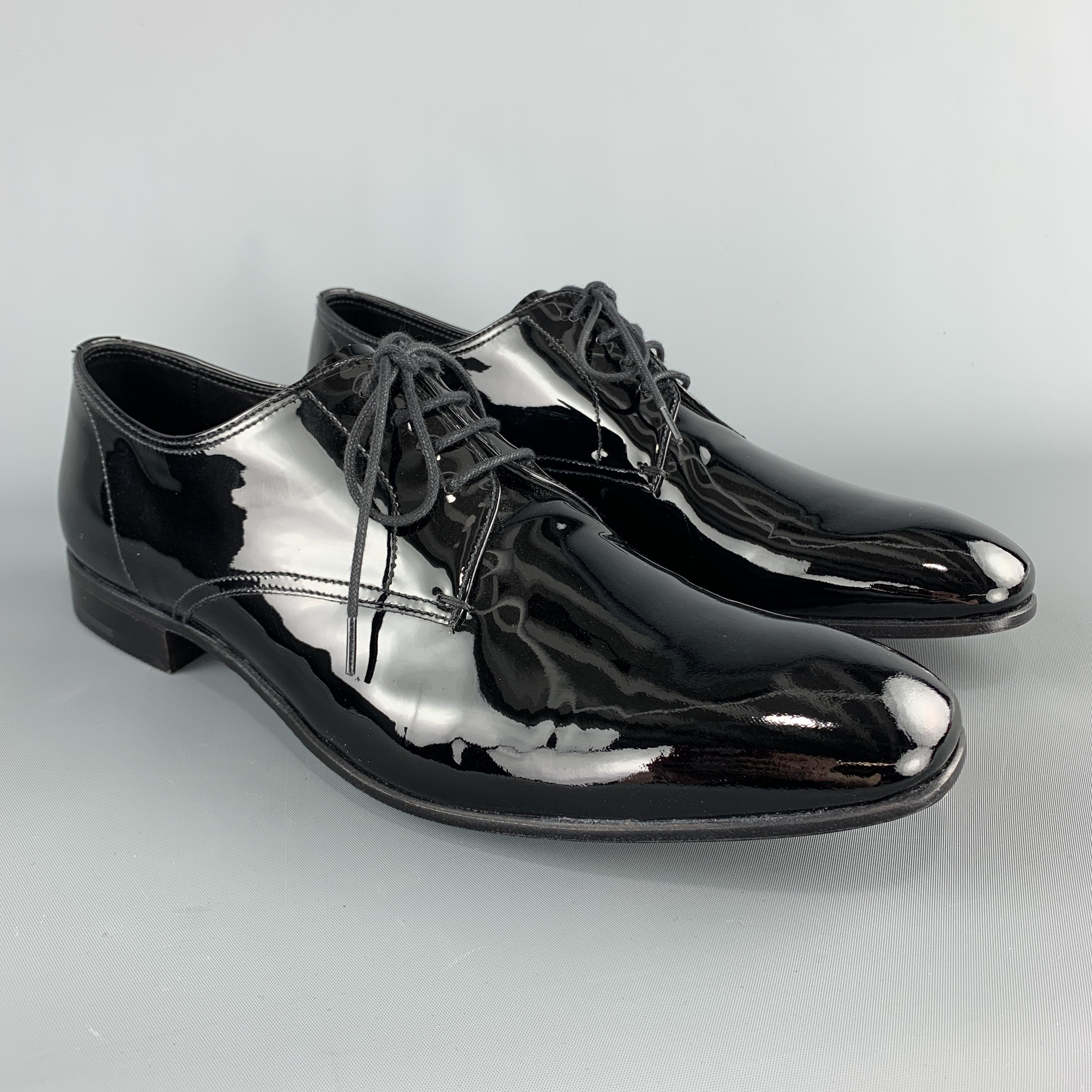 PRADA Size 9.5 Black Patent Leather Lace Up Dress Shoes at 1stDibs ...