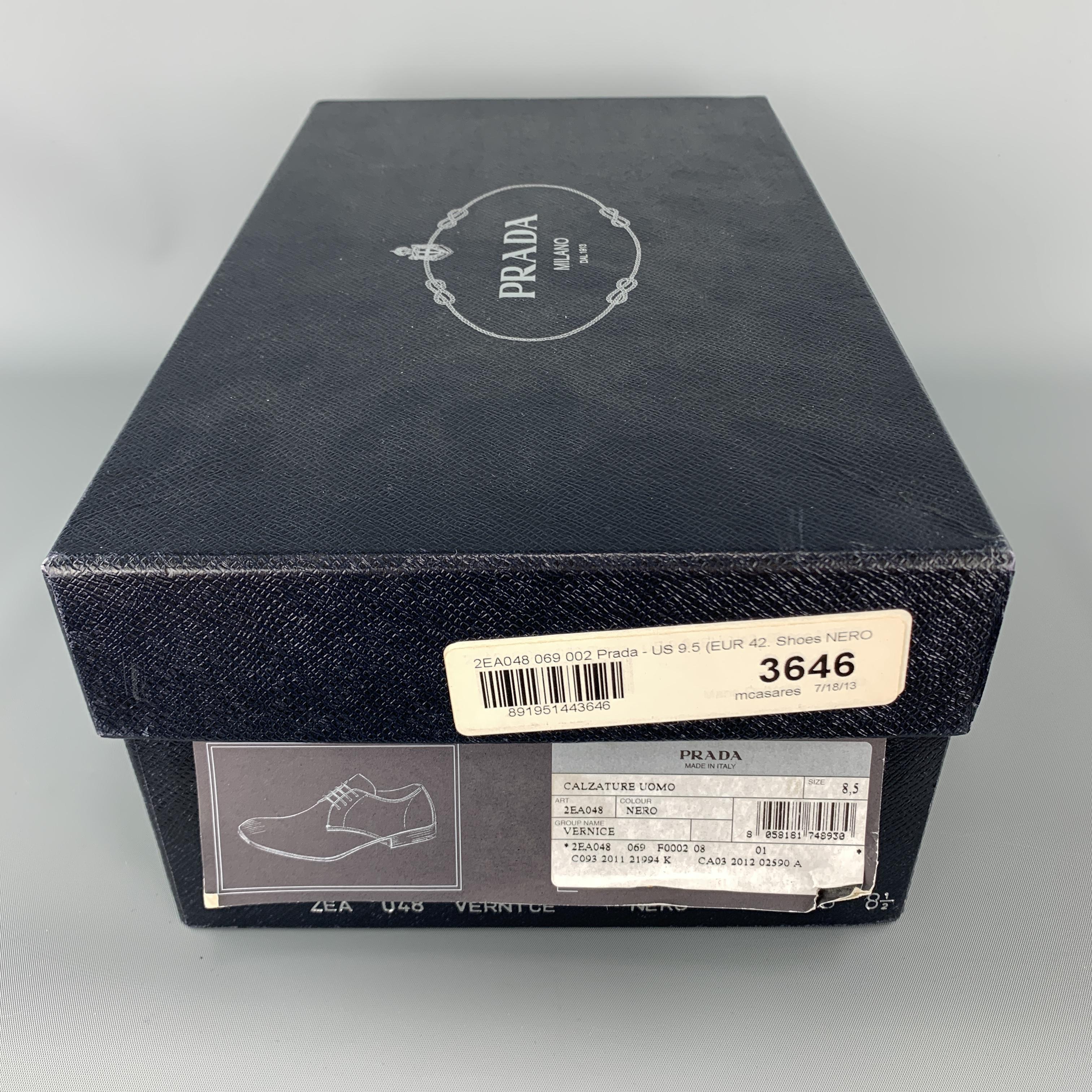 PRADA Size 9.5 Black Patent Leather Lace Up Dress Shoes 2