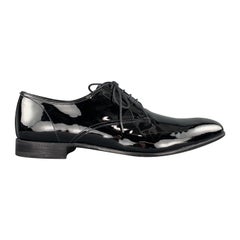 PRADA Size 9.5 Black Patent Leather Lace Up Dress Shoes