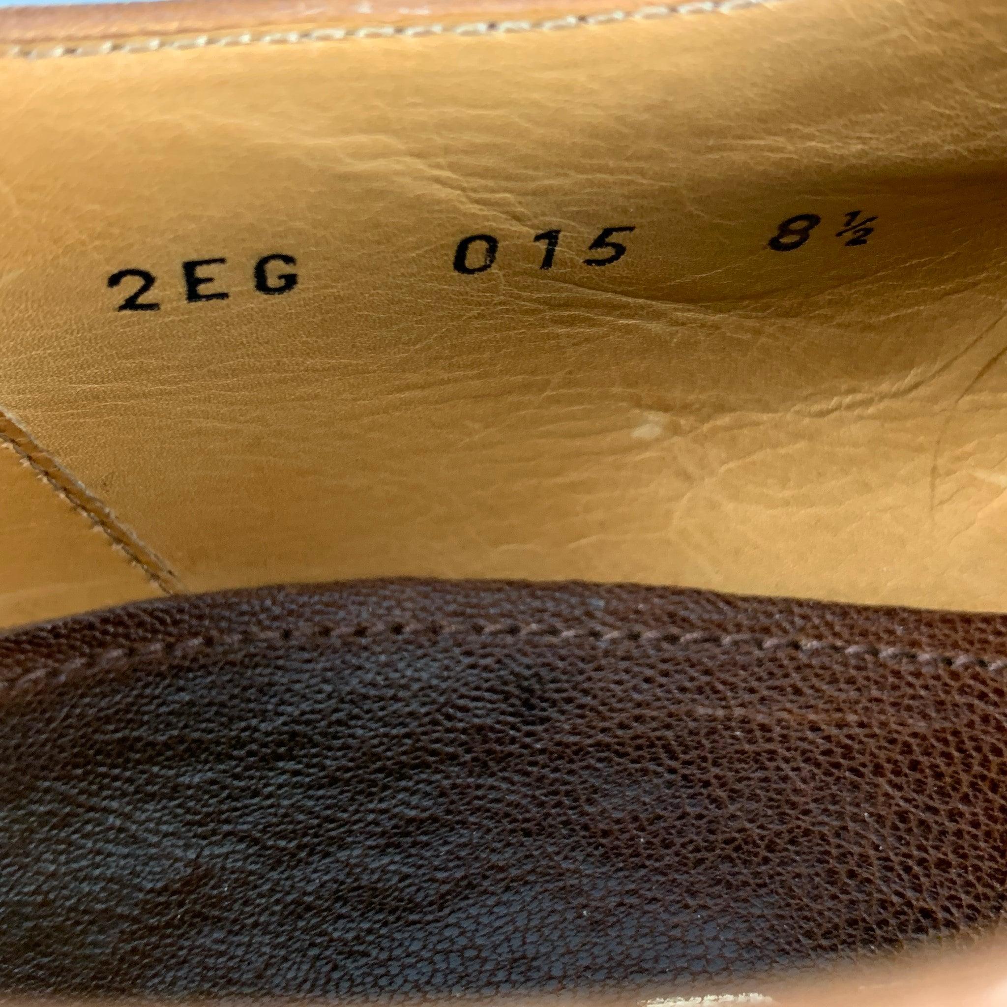 PRADA Size 9.5 Brown Perforated Leather Platform Lace-Up Shoes For Sale 4