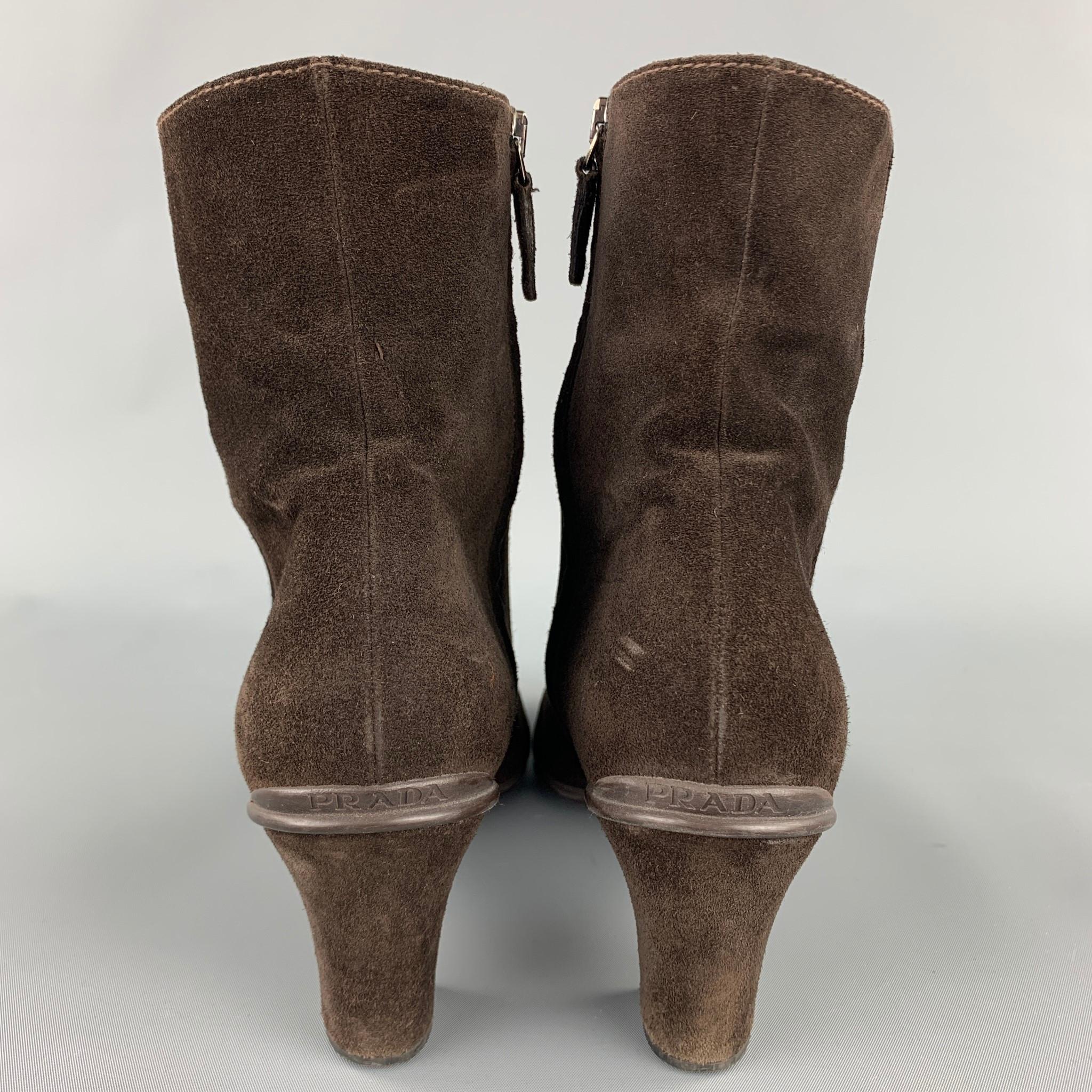 Women's PRADA Size 9.5 Brown Suede Ankle Boots