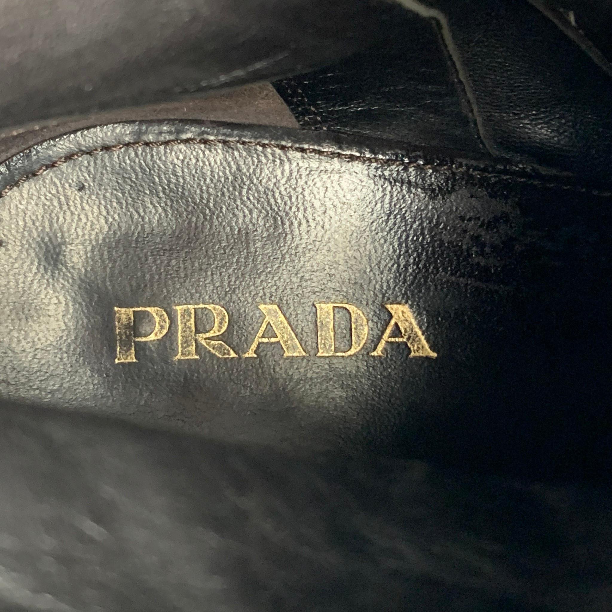 PRADA Size 9.5 Brown Suede Ankle Boots 1