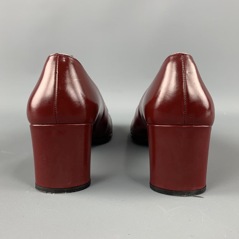 PRADA Size 9.5 Burgundy Leather Loafer Pumps at 1stDibs