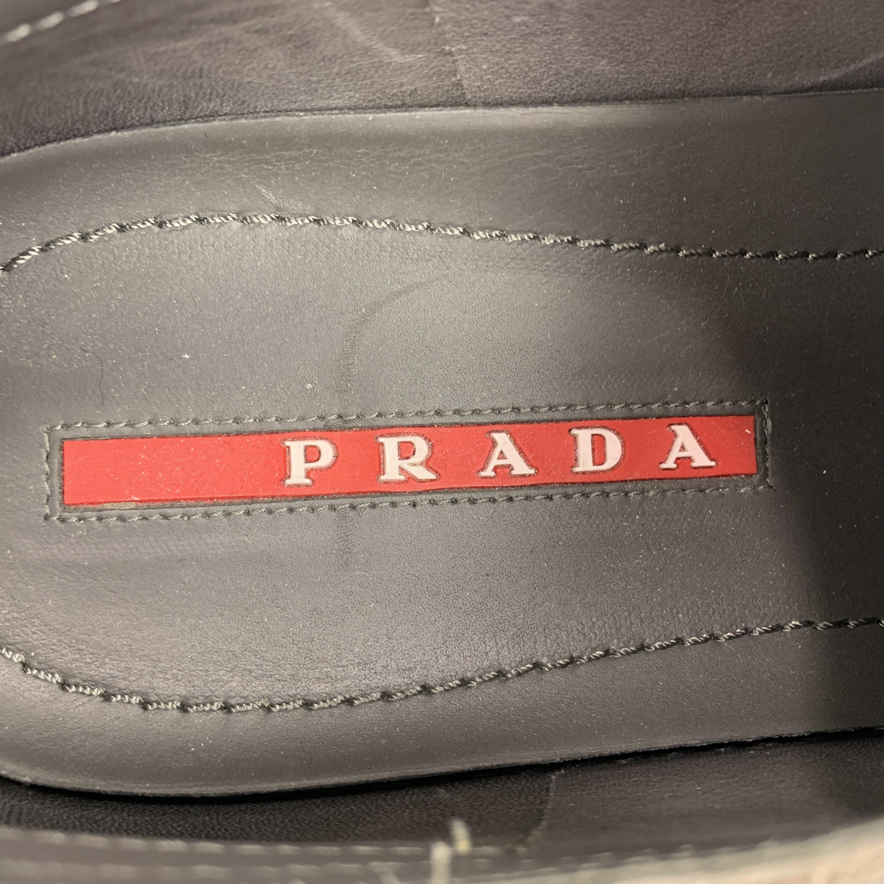 PRADA Size 9.5 Grey Suede Braided Midsole Lace Up Sneakers In Good Condition In San Francisco, CA