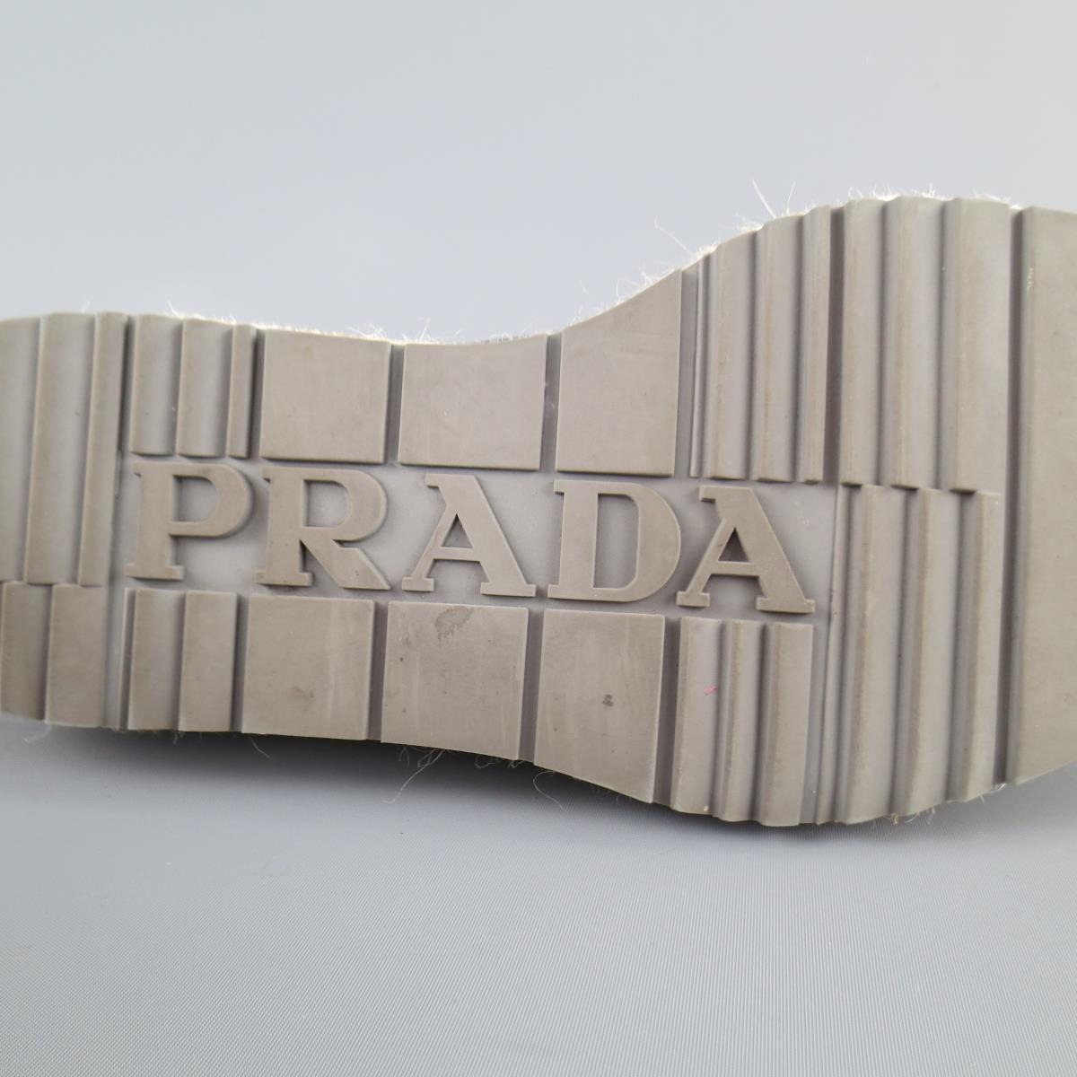 Beige PRADA Size 9.5 Multi-Color Wingtip Platform Espadrille Brogues Spring 2011
