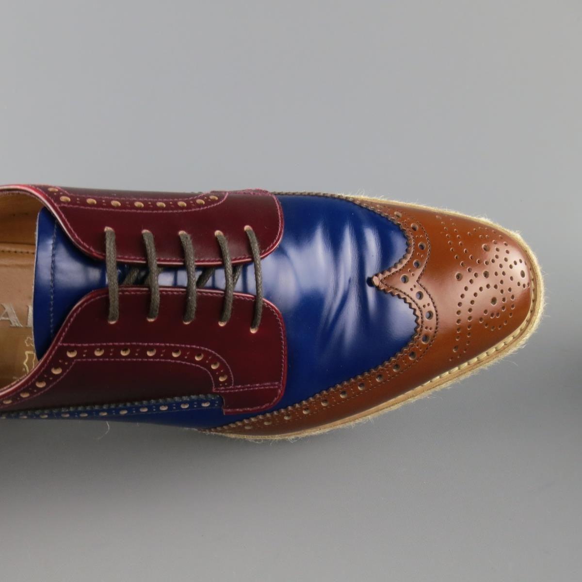 PRADA Size 9.5 Multi-Color Wingtip 
