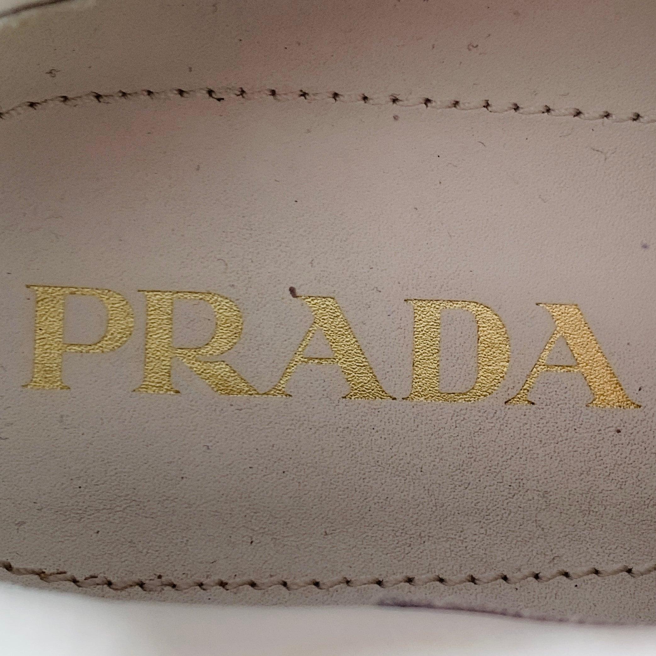 PRADA Size 9.5 White Black Mesh Rubber Hook Loop Sneakers For Sale 2