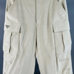 PRADA Size L Beige Stone Pinwale Corduroy Cotton Cargo Casual Pants