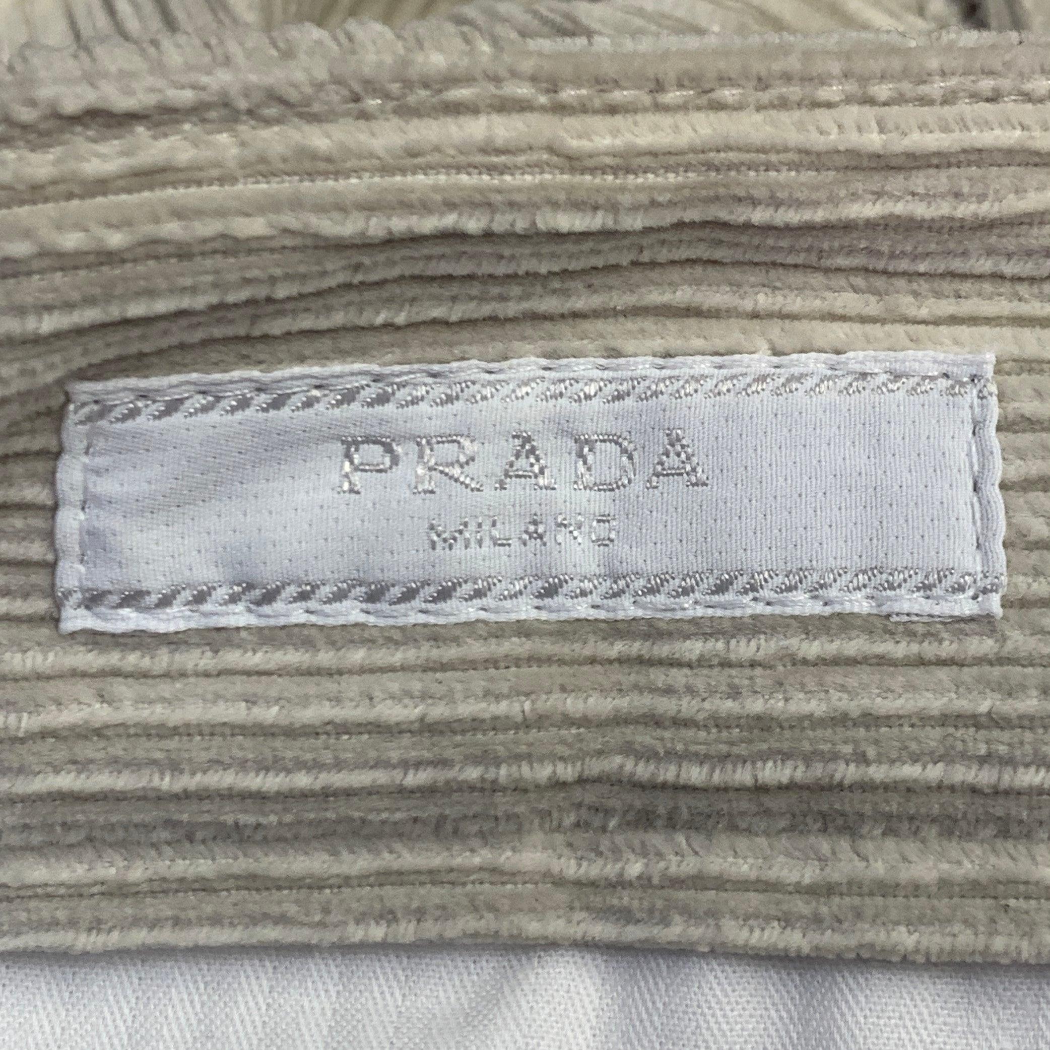 PRADA Size L Beige Stone Pinwale Corduroy Cotton Cargo Casual Pants For Sale 1